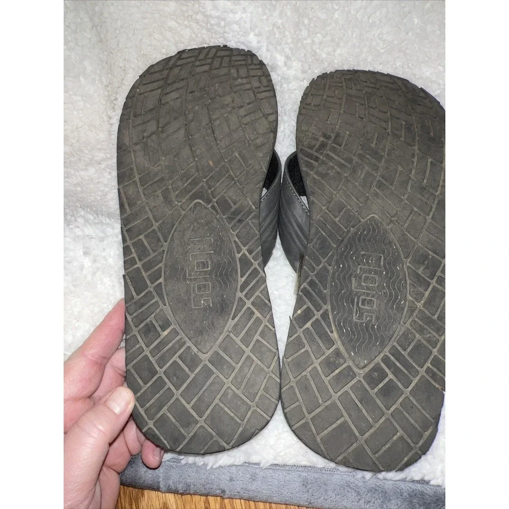 Flojos Flip Flop Mens Size 11‎ Black Gray Memory Foam Thongs Slide Sandals